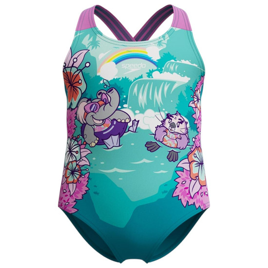 Speedo Βρεφικό ολόσωμο μαγιό Girls Learn to Swim Printed Crossback Swimsuit